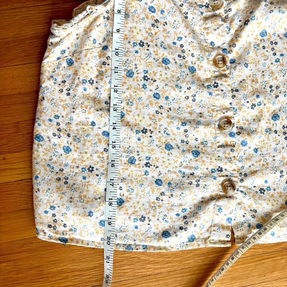 Madewell Linen-Blend Ruffle Strap Button Up Top S Folkmagic Floral Fairy Goblin - Picture 10 of 10